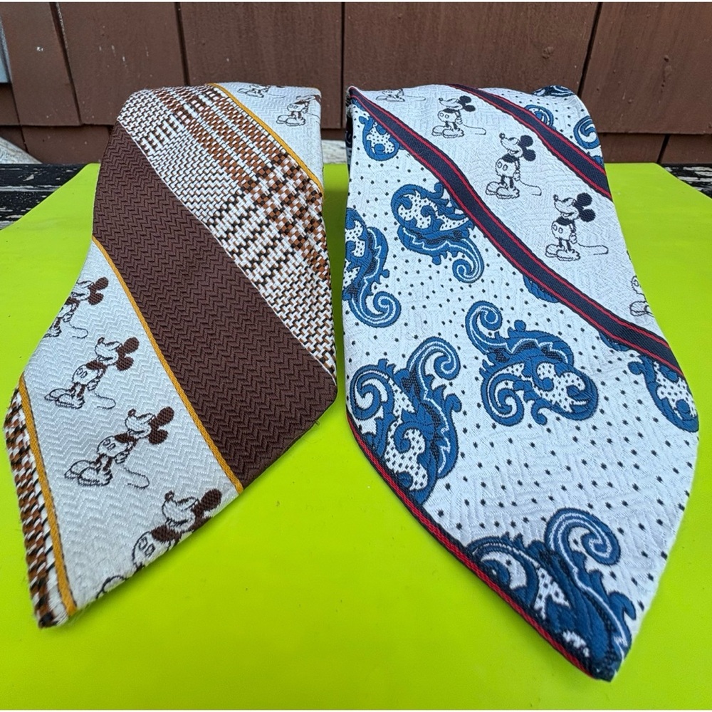Vintage Set of Two Disney Mickey Mouse Character neck Ties